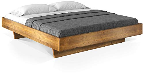 moebel-eins CURBY Massivholzbett Doppelbett Wangenbett ohne Kopfteil aus massiver Thermo -Fichte, hochwertige Verarbeitung, einfacher Aufbau, Made in Germany, 90 x 200 cm, Vintage