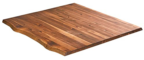 SAM Tischplatte Esra 90x90 cm Akazie Cognac 26 mm Baumkante | stilvolle Baumkanten-Platte, Akazienholz cognacfarben massiv, pflegeleichtes Unikat