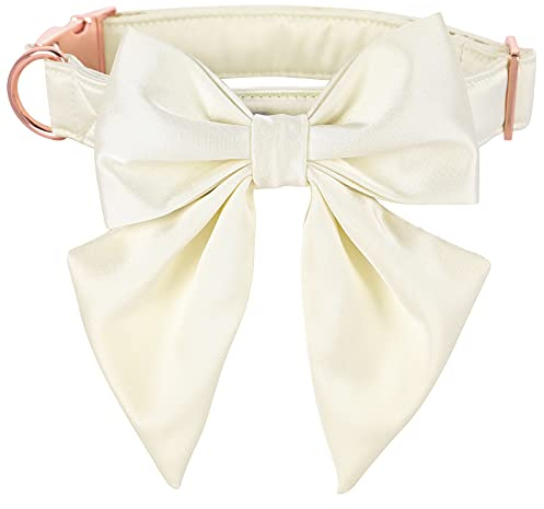 Lionet Paws Hundehalsband Fliege - komfortable Seide Hundehalsband mit abnehmbaren Fliege für kleine Hunde, Hals 25-40cm