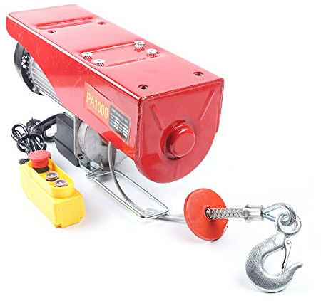 1000kg Kran Winde Elektrische Hebezeuge Flaschenzug Kran Eisen und Aluminium, Motorwinde Seilhebezug für bis Zweifach-Seilzug 1600W 220V