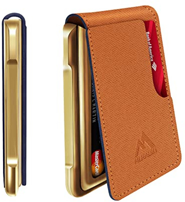 MURADIN Schlanker RFID-blockierender Metall-Kartenhalter, Taktische minimalistische Brieftasche für Männer, Elegante Bifold Herren-Geldbörse mit Geldclip