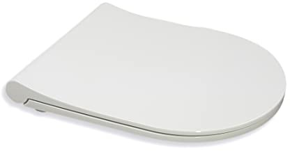 Aqua Bagno | Flacher Toilettendeckel, WC-Sitz mit Absenkautomatik, D-Form | abnehmbarer Klodeckel, Universeller WC-Sitz, Softclose