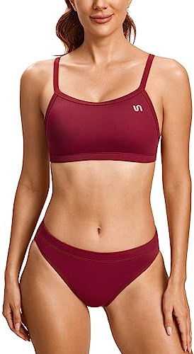 SYROKAN Mujer Deportivo Bañador Bikini Traje de baño Dos Piezas con Relleno Cereza XL