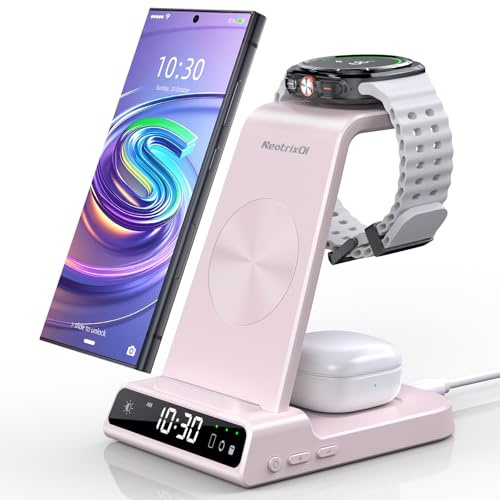 Wireless Charger für Samsung Ladestation für Galaxy S25 Ultra/S24/S23 | Induktive Ladestation für Samsung Galaxy Watch Ultra/8/7/6, Kabelloses Ladegerät für Galaxy S24/Z Flip 7/Z Fold 6,Galaxy Buds
