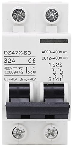 2P Leitungsschutzschalter, AC DC 400V 20A Miniaturschutzschalter, Leistungsschalter Überlastschutz Schnelles PV Trennschalter DIN Schienenmontage Stromschalter Lasttrennschalter für PV Solaranlagen