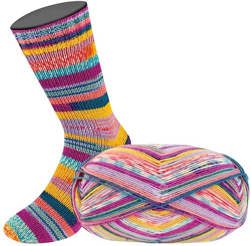 LANA GROSSA Meilenweit Arte | Sockenklassiker, bedruckt und waschmaschinenfest | Handstrickgarn aus 80% Schurwolle & 20% Polyamid | 100g Wolle zum Stricken & Häkeln | 420m Garn FB 6801