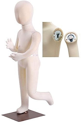 Schaufensterpuppe Kinder Schneiderpuppe Kind Mannequin Mit Biegsamen Beinen, Abnehmbar Kopf & Waffen Ganzer Körper Schneider-Schnuller Für Kleinkinder Jugend Kleider Flexibel Anheftbar Schneiderpuppe