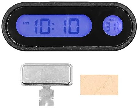 DollaTek Reloj para salpicadero de coche 2 en 1 con pantalla nocturna y termómetro Reloj para salpicadero de vehículo para coches universales
