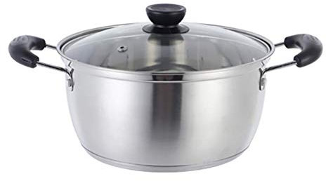OQHAIR Pentola per zuppiera in Acciaio Inossidabile con Coperchio in Vetro, Manici Resistenti al Calore (21,6 * 10,7 cm)