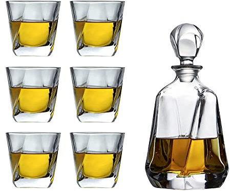 YOtat Verres À Whisky (Ensemble De 2/4/6) - 7,7 Oz en Verre Écossais Sculpté À L'Ancienne, Verre À Whisky en Cristal Façonné, Cadeau pour Petit Ami Papa Homme (Ensemble De 6 Tasses Type 3)
