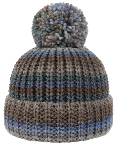 LIERYS Finja Bommelmütze Strickmütze Damen Made in Germany Pudel-wintermütze Schurwolle Beanie Herbst/Winter Taupe One Size