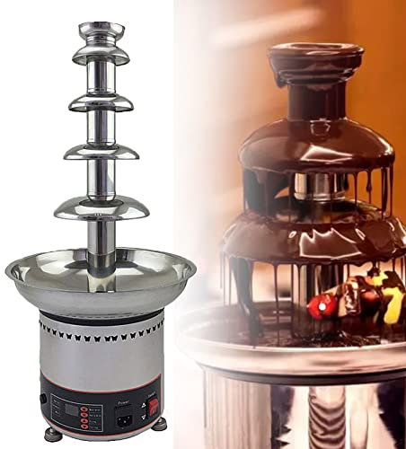 Mini fuente de fondue de chocolate, máquina eléctrica de fuente de fondue de chocolate de acero inoxidable, equipo de buffet de acero inoxidable de 300 W para fiestas, bodas, cumpleaños, Navidad (5 p