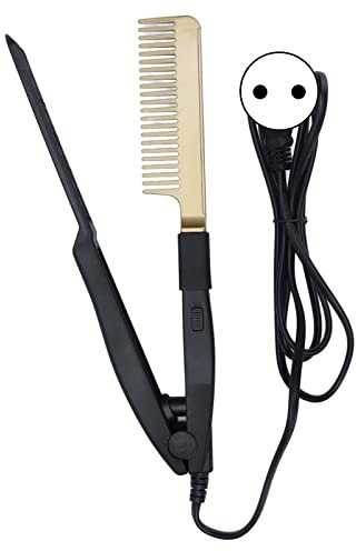 Pettine Caldo Piastra Per Capelli Pettine Pressante Elettrico Piastra Per Barba Pressa Pettine Bigodino Portatile Spazzola Per Lisciare I Capelli(EU Plug)
