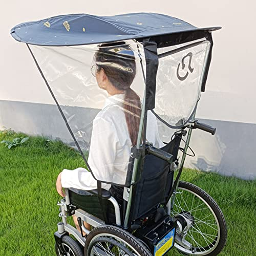 Generisch Verstellbarer, UV-beständiger elektrischer Rollstuhl-Regenschirm-Baldachin – Markisenhalter für die meisten Rollstühle mit klappbarem Ständer