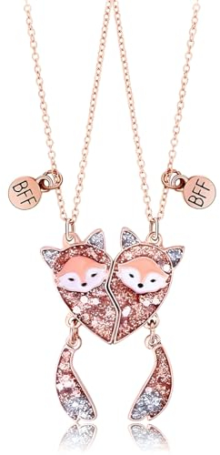 LYQNIHOB 2er Set Freundschafts-Anhänger-Halsketten für Mädchen, Best Friends-Kette mit Gravur, ideales Geburtstagsgeschenk für beste Freunde, symbolische Freundschaftskette für 2 Mädchen,