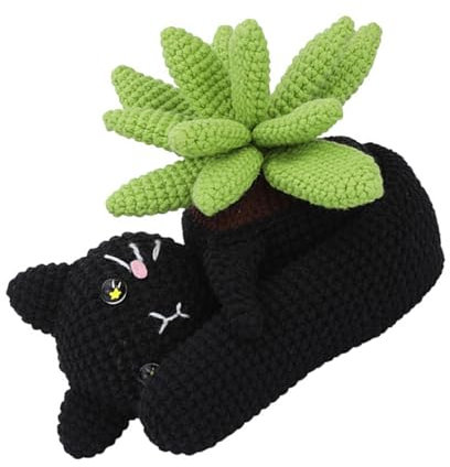 Yeselino Häkelset mit Katze und Kaktus für Anfänger mit Garn, Häkelnadel, Strickmarker, Anleitung (evtl. nicht in deutscher Sprache), weiches glattes Garn