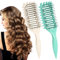 Vinuwu 2Pcs Curly Hair Brush, Detangle Smoothing Hair Brush, Curl - Detangler Hairbrush, Define Styling Brush for Wet/Thick/Thin Hair, Soft Bristle Vent Detangling Comb for Women Men Girls-GrWh