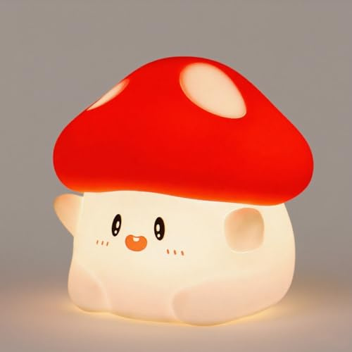 NICE POINT Veilleuse Bébé Rechargeable Tactile - Champignon LED Doux : 2 Luminosités + Minuterie 30min, Lampe de Chevet Enfant & Déco Nuit Décoration Chambre, Cadeau Bébé Garçon Fille