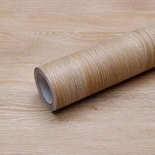 FEILAYS Peel and Stick Wallpaper Contact Paper Wood Oak Wood Grain Contact Paper Thicken Textured for Cabinets and Drawers Countertops Waterproof Self Adhesive Vinyl 23.6 x 196