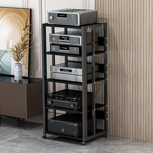 Ständer für AV-Receiver und DVD-Player, bewegliches Rack mit einstellbarer Höhe für Stereoanlagenkomponenten, einfach zu montieren, Regal für Spielekonsole/TV-Box/Kabelbox, Schrank für Medie