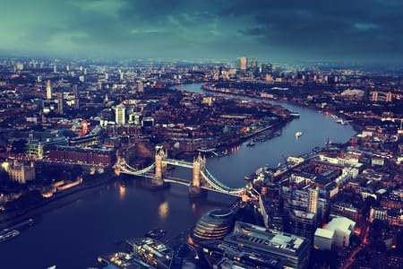 Acryl-Bild 50 x 30 cm: Luftaufnahme von London mit der Tower Bridge, Großbritannien (37651618)