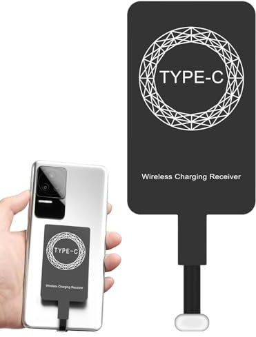 Qidures Type C Wireless Charging Receiver, Slim, Fast Speed, Qi Wireless Charger, 5W Super Fast Magic Tag, Unisex, USB-C, Compatible with Smartphones & Tablets