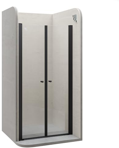 Moments of Glass Mampara Lima Black 72cm (Ajustable 72-76) x 180 cm de altura - Cristal templado 6mm, Negro