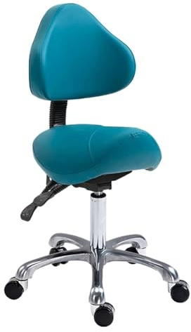 LULUMAIC Sattelhocker auf Rädern drehbar Verstellbarer Hocker, Schönheitshocker -Stuhl mit Rückenunterstützung, ergonomischer Sattelstuhl Rolling Stuhl