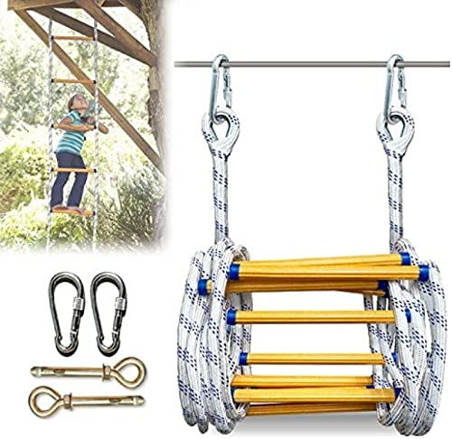 Emergency Fire Escape Ladder with Sturdy Carabiners and Strong Rungs Portable Rope Ladder for Homes 3rd Floor 98FT/30M