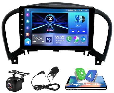 9 Android 13 Car Stereo Radio for Nissan Juke 2010-2014 2G+32G Double Din Car Stereo GPS Navigation Head Unit w/Wireless Carplay & Android Auto FM/RDS Radio Receiver AHD Backup Camera Microphone SWC