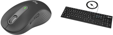 Logitech Signature M650 L & Amazon Basics Low-Profile Wired USB Keyboard