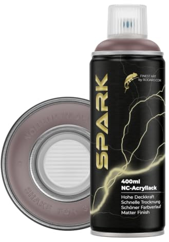 SPARK Sprühdose 400ml – Matte Sprühfarbe für Künstler, DIY, Modellbau & Möbel – Hohe Deckkraft, schnelltrocknende Spraydose - Terrakotta Grau