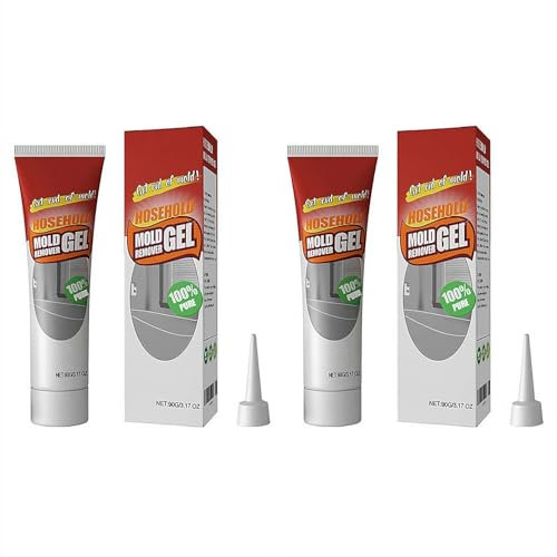 Gel removedor de moho para el hogar, potente limpiador de manchas de azulejos de cerámica para azulejos de baño y cocina, limpieza de paredes altamente eficaz en penetración, no daña (2 piezas)