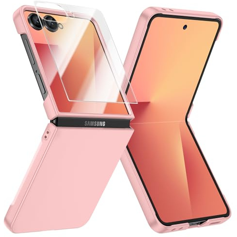 Doeshine Funda para Samsung Galaxy Z Flip 7 Ultra Delgada, [Protector de Pantalla Incorporado], Dura PC, Anti-Arañazos Antigolpes Protectora Carcasa para Samsung Galaxy Z Flip 7 5G 2025 (Rosa)