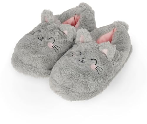 LEGAMI - Chaussons Cosy Slippers, Thème Kitty, Small, Taille EU 35-38, UK 2½ - 5, Semelle en Caoutchouc, Lavables en Machine