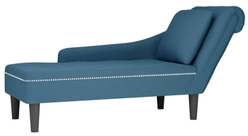 Frdhee Liegesessel Couch Klein,Chaiselongue mit Kissen und Rechter Armlehne Blau Samt,Lesesessel für Wohnzimmer Schlafzimmer Büro Wohnung