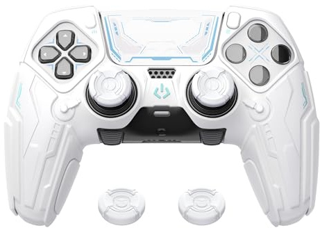 playvital Coque Manette pour ps5 Edge Controller Silicone Cover | Protection Manette pour ps5 Edge Accessoire avec Capuchon Joysitck & Autocollant,Housse Étui Antichoc-Blanc & Gris Givré