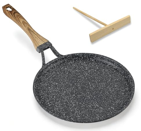 MSMK Crepe Pfanne 28cm Antihaftpfanne Omlettpfanne Pfannkuchen Flache Pfanne mit Schweizer Granit Antihaftversiegelung, Bakelitegriff, Induktions Kompatibel, PFOA Frei