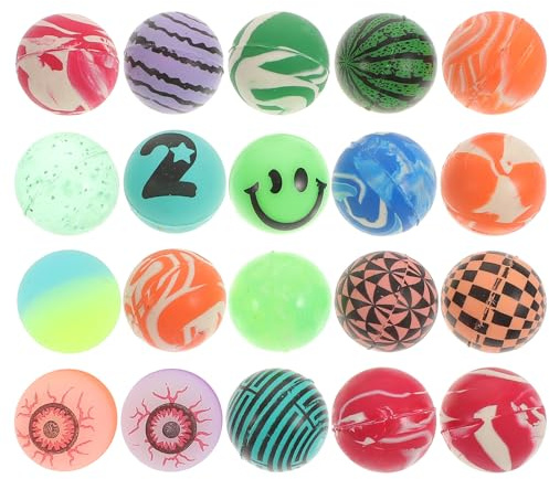 Amosfun 20 Balones Que Rebotan de 32 Mm, Pelota de Rebote Colorida y Creativa Diseño de Globo Ocular, Paquete de 20 Unidades para Juegos y Color Aleatorio Estilo Aleatorio