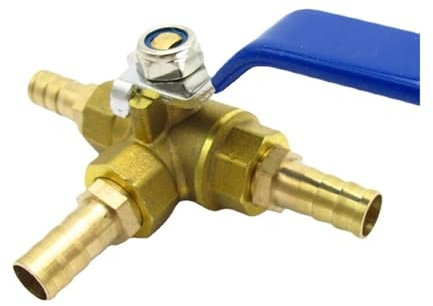 HF Mont 4 6 8 10 12 13 14 16 19 20 25 32mm Hose Barb Tee 3 Ways Full Port T-Port L-Port Brass Ball Valve Connector for Water Oil Gas(14mm Barb,L Port)
