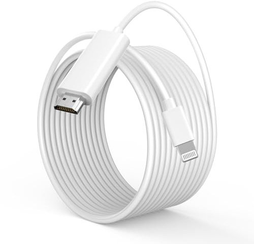 [Certifié Apple MFi] Câble adaptateur Lightning vers HDMI pour iPhone vers TV, 3 m de long, adaptateur AV numérique 1080p, connecteur de synchronisation d'écran pour iPhone 14 13 12 11 Pro Max XS XR X