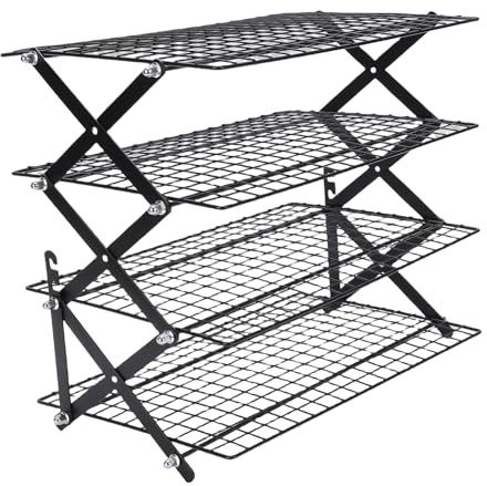 Oreilet Rejilla de Enfriamiento Plegable 4 Niveles para Cocinar y Hornear, Rejillas Enfriamiento Alambre, Lotes Frescos Galletas, Pan, Pizza, Pastel, Asado, Parrilla, Fiesta Picnic