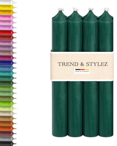 8 durchgefärbte Stabkerzen (180x22mm) | RAL Tafelkerzen für Hochzeit & Deko | 8h+ Brenndauer | Ohne Tropfen & Rußen | Leuchterkerzen | Deutsche Premium Qualität (Dunkelgrün - Khaki)