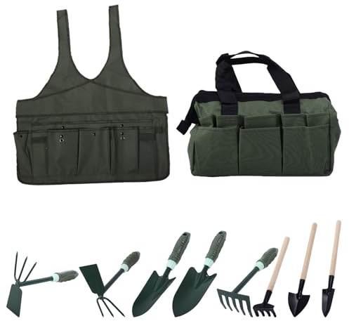 Fafeicy Juego Ergonómico de Herramientas de Jardinería de 9 Piezas, Herramientas Manuales para Jardinería en el Hogar, Césped y Granja, para Plantar y Desherbar