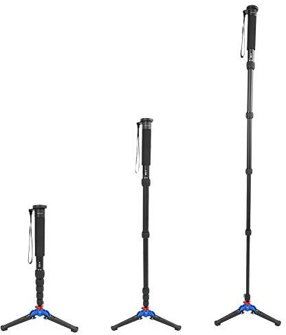 VBESTLIFE A555+M – Monopiede a 2 camere, monopiede telescopico a 6 sezioni, monopiede da posa in lega di alluminio con base M-2 girevole a 360° per fotocamere DSLR e mirrorless