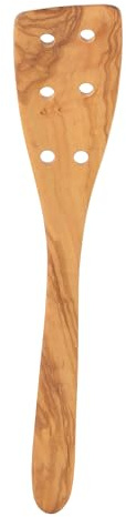 Eddington 50006 Italian Olive Wood Pierced Spatula, Handcrafted in Europe, 12-Inches,Brown