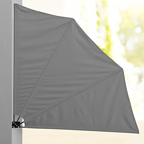 casa.pro Tenda da Sole a Ventaglio per Balcone Schermatura Laterale Richiudibile Pieghevole 160x160 cm Paravento Parasole Protezione Privacy - Grigio