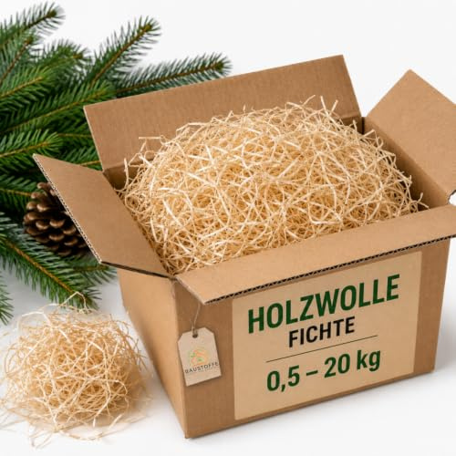 10 Kilogramm (Kg) Holzwolle | Natur | Erdbeerholzwolle | In Deutschland hergestellt | Ideal als Füllmaterial oder zur Dekoration | Unbehandelt