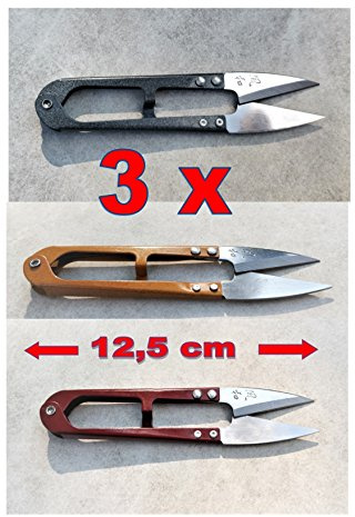 Shop-of-Wonder 3er Set stabile 12,5 cm große Nahtschere Nahtauftrenner mit Federspreizung Fadenschere