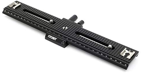 LP-03 Macro Slide, Photo Sledge, Stereo Sledge, Macro Rail with Accessory Strap, for DSLR and System Cameras Plus Accessories, 1/4 Inch Connection, 25 cm Adjustment Path